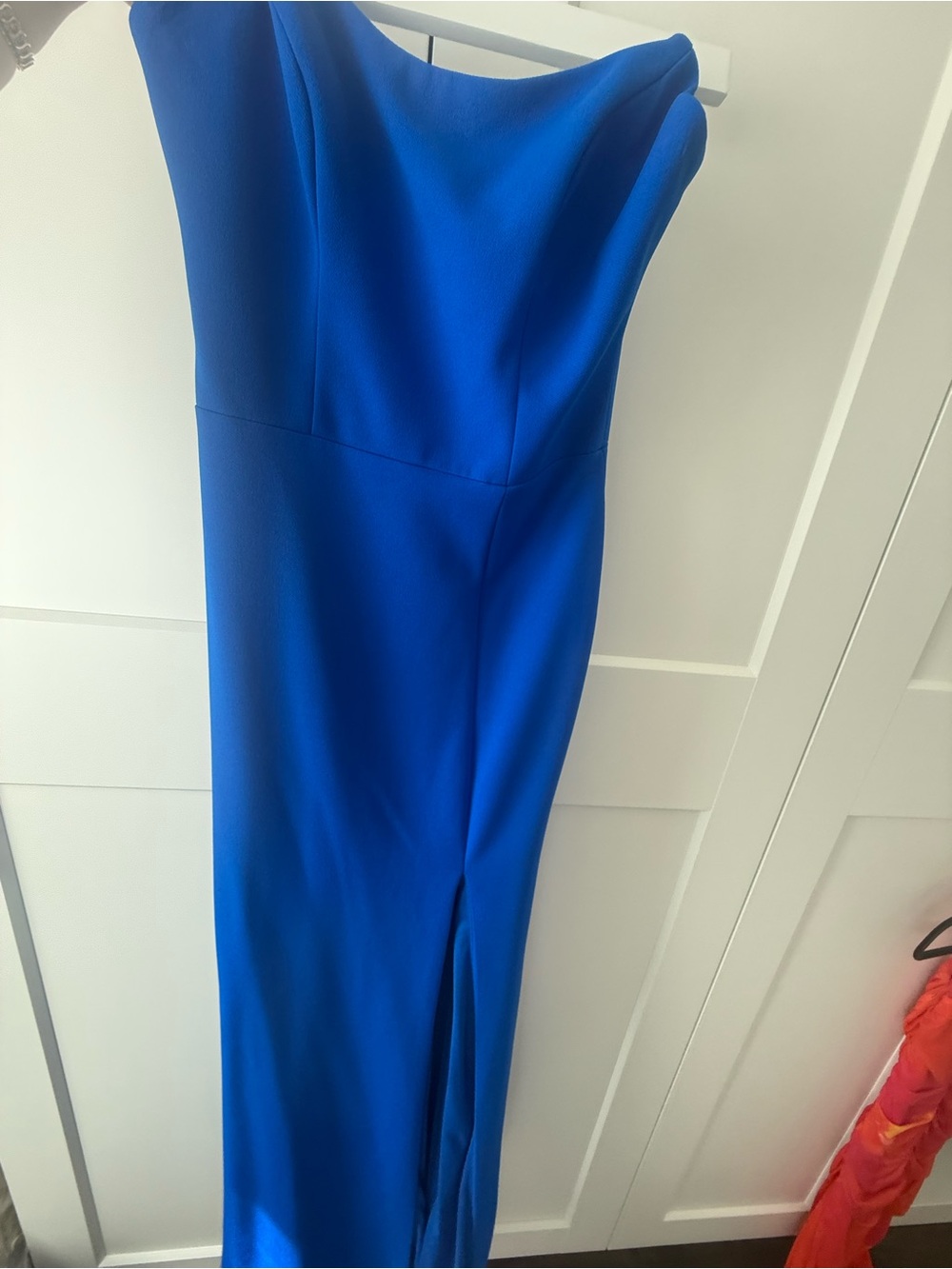 Cateye Strapless Royal Blue Evening Dress with Front Slit - Picture 2 of 3
